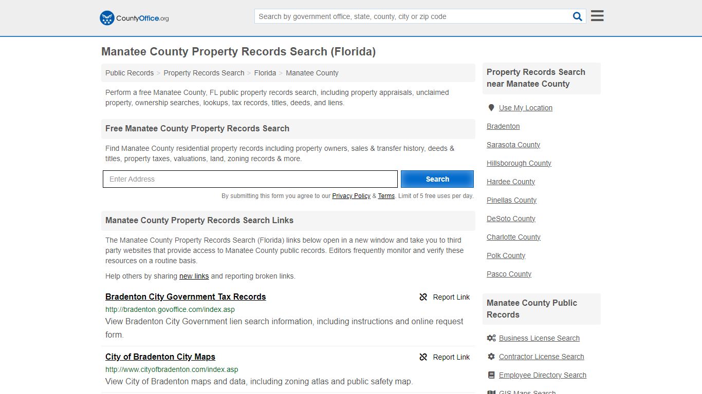 Manatee County Property Records Search (Florida) - County Office